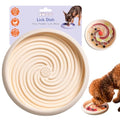 Large Lick Dish - Silicone Lick Mat + Slow Feeder for Cats & Dogs (Almond) - color: Almond, size: Large