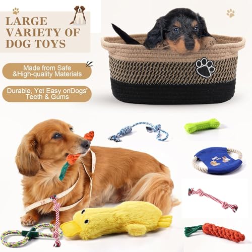 Zopeal Dog Toy Gift Basket Set for Puppy Birthday, Black - color: Black