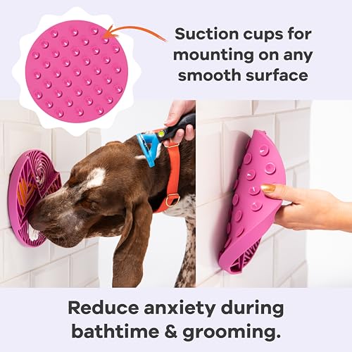 Awoo Paradise - Dog Lick Mat for Slow Feeding & Anxiety - Non-Slip Silicone Slow Feeder with Suction Cups - Dishwasher Safe Pet Dish for Grooming, Training, and Boredom Relief (Fuschia) - color: Fuschia