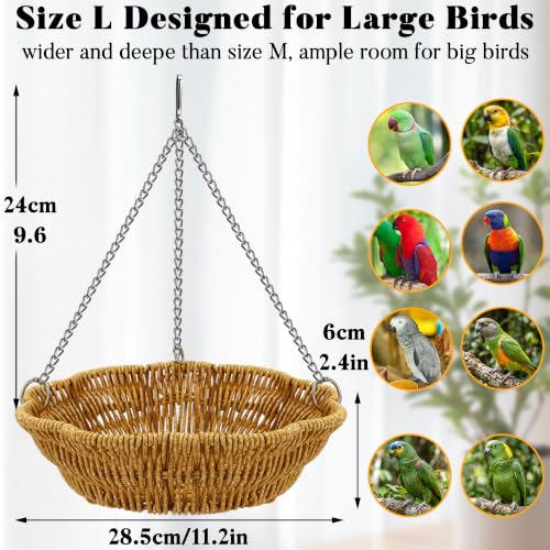 34Pcs African Grey Large Bird Foraging Toy Set with Hanging Basket - size: Size L for Large Birds