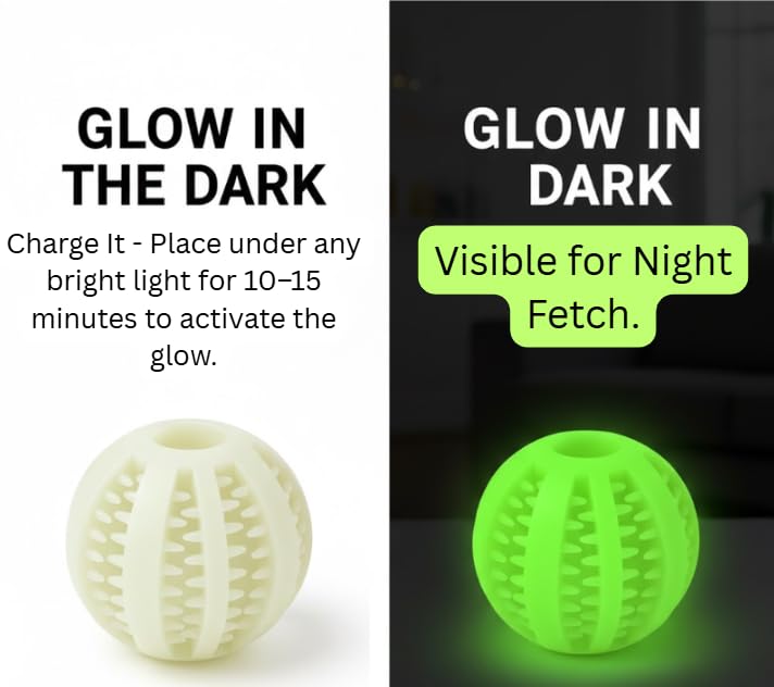Glow in the Dark Treat Dispensing Dog Ball, Interactive Slow Feeder