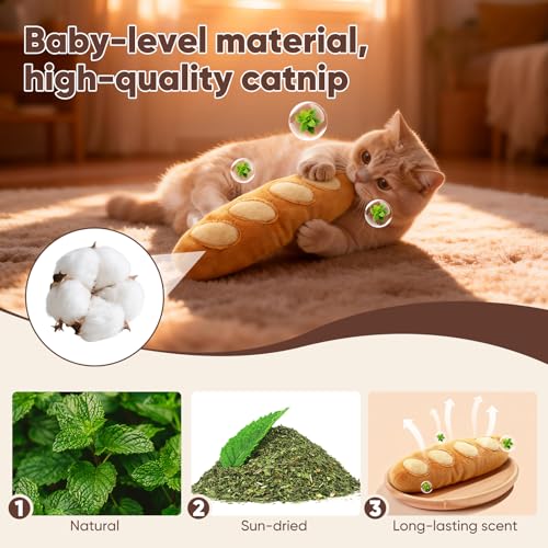 CiyvoLyeen Plush Bread Catnip Toys for Indoor Cats 6 Pack - color: Bread - 6Pcs