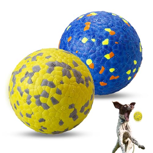 E-TPU Dog Balls, Tough High-Bounce Floating Fetch Toys, 2 Sizes - color: Blue & Yellow (2-Pack), size: Medium (3" diameter)