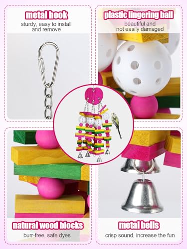 Large Bird Parrot Toys for Cockatoos African Grey Macaws Amazon Parrots - color: Hot pink