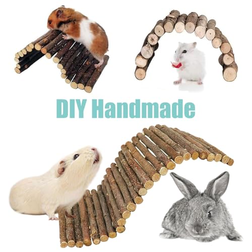 Tfwadmx Wooden Hamster Bridge, Extra Large Small Animal Bendy Bridge Tunnel Hut Hideout Ladder Hideaway Climbing Chew Toy for Gerbil Guinea Pig Chinchilla Rabbit Ferret Hedgehog Rat Gerbil - size: 1 pc willow wood