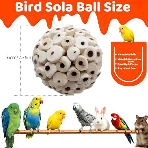 Natural Woven Grass Balls Small Pet Chew Toys, Handmade Wooden Bird Parrot Hamster Rabbit Foraging Balls, Safe Shred Toys for Parakeet Cockatiel Guinea Pig Chinchilla, Sola Ball - style: Classic
