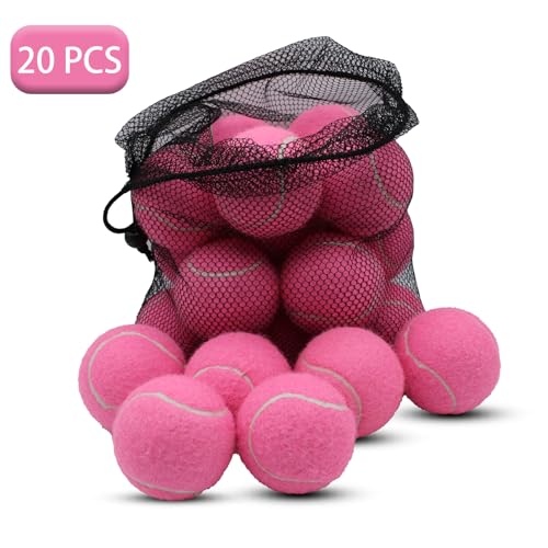 SHYUJAJIE Tennis Ball,20 Pack Practice Balls Bulk,Dog Balls with Mesh Bag - color: Pink