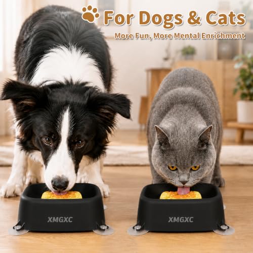 Dog Lick Bowl Slow Feeder with Rolling Log & Suction Base - color: Black