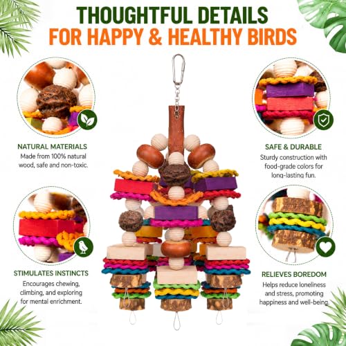 Large Parrot Toys for African Greys, Macaws, Cockatoo, Bird Chewing Toys