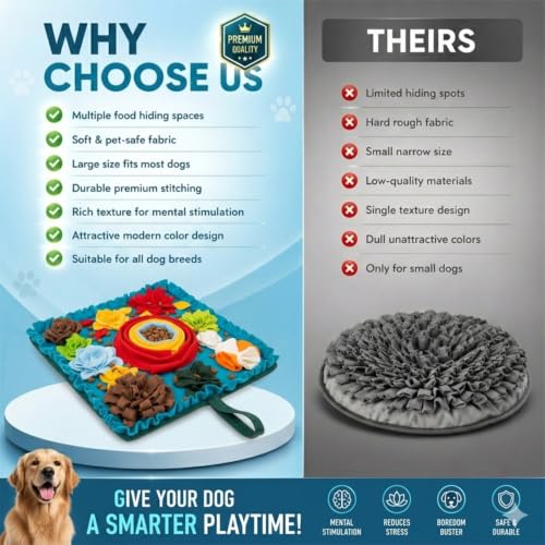 PET ARENA Dog Snuffle Feeding Mat, Adjustable Nose Work Activity Toy - color: Large Colorful - Flower Design