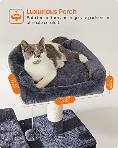 Feandrea Cat Tree, 62.4 Inches, Activity Center with Hammock, Basket - color: Smoky Gray