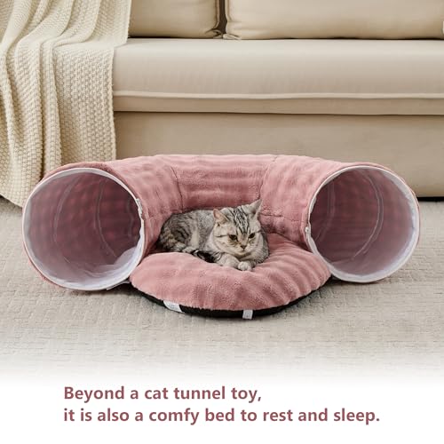 Bubble Round Cat Tunnel for Indoor Cats, Dusty Pink - color: Dusty Pink, size: Round