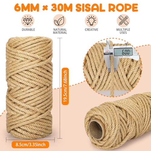 98FT 1/4 Inch Cat Scratching Sisal Rope for Cat Trees & Posts - color: Natural, size: 98ft