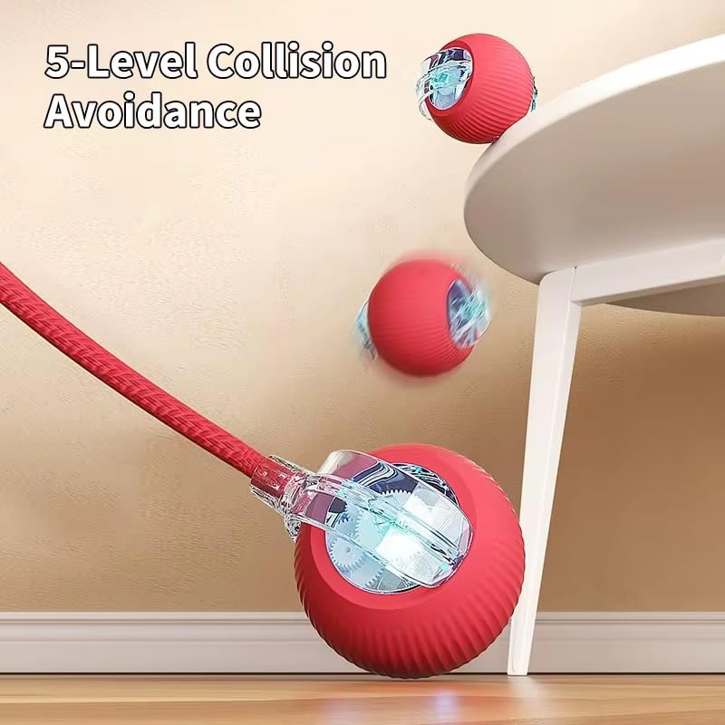 2025 Interactive Cat Toys for Indoor Cats - Toys Ball with Tail, Realistic Bird Chirping, Smart Obstacle Avoidance and Auto Restart,Cat Puzzle Toys for Bored Indoor Adult Cats and Dog (RED) - color: RED