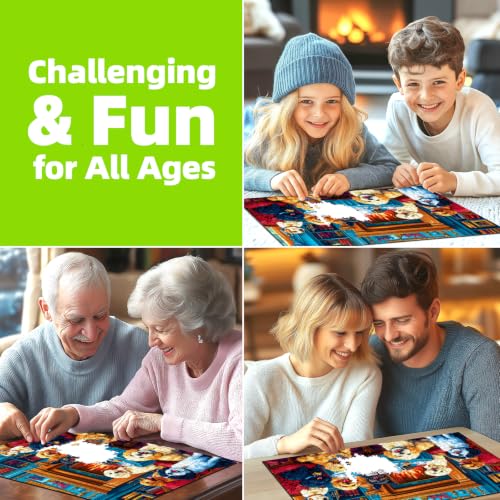 1000 Pieces Puzzles for Adults, Cozy Library Dogs Jigsaw Puzzles - color: Colorful - Dogs' Dinner Party