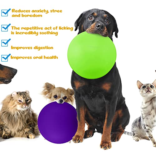 Patelai 2 Pcs Dog Lick Bowl, Slow Feeder Bowl for Dogs, Green, Purple, Bone - color: Green, Purple