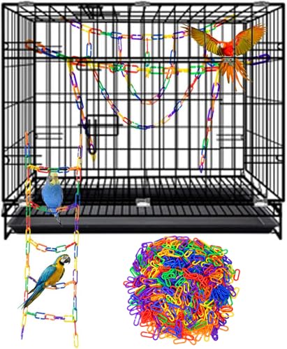 600Pcs Rainbow C-Clips Plastic Chain Links for Birds & Small Pets - color: Rainbow, size: 600Pcs