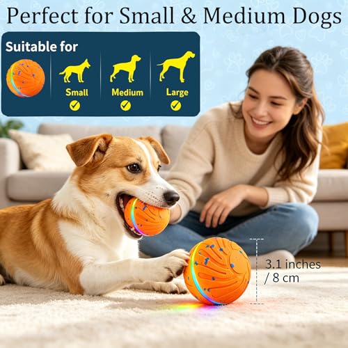 Interactive Dog Ball Toy, 3 Play Modes Smart Moving Bouncing Dogs Ball - color: Orange