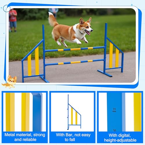 Seenelling Dog Agility Jump with Wing Bars, Adjustable Metal Hurdle