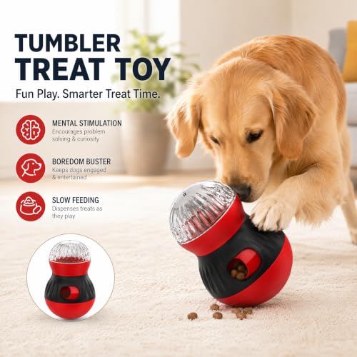 Dog Puzzle Toy, Tumbler Slow Feeder with Adjustable Kibble Release
