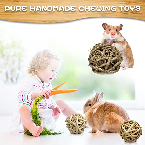 Tfwadmx 6 Pcs Small Animal Chew Ball Toy Rabbit Rolling Activity Play Balls Pet Cage Entertainment Accessories for Hamster Guinea Pigs Gerbil Chinchilla Hedgehog Teeth Grinding Gnawing