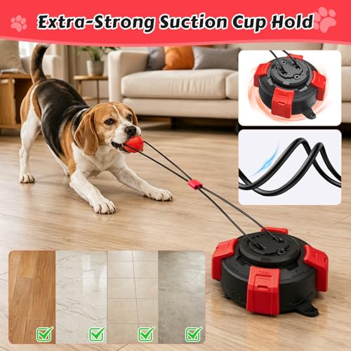 Interactive Dog Toys Tug of War Toys for Aggressive Chewer - color: Red