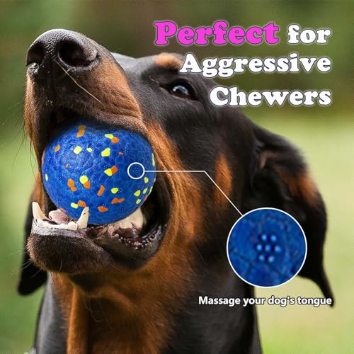 E-TPU Dog Balls, Tough High-Bounce Floating Fetch Toys, 2 Sizes - color: Blue, Orange, White & Yellow (4-Pack), size: Small (2.5" diameter)