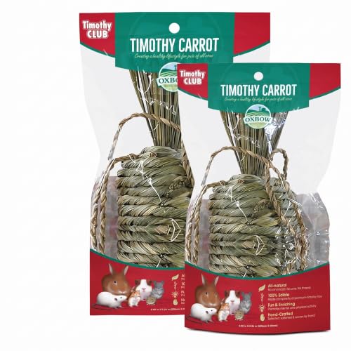 Oxbow Timothy Hay Carrot, Rabbit & Guinea Pig Toy, Edible & Hand-Woven Bunny Toy, No Wires or String, Small Pet Accessories, for Rabbits, Guinea Pigs, Chinchillas & Rats, Medium (Pack of 2) - size: 1 Count (Pack of 2)