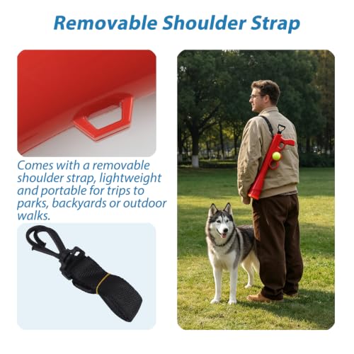 Tennis Ball Launcher for Dogs, Launches 30+ ft, Red - color: Red