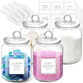 FyndraX Half Gallon Glass Jars - Large Airtight Containers with Scoop and Labels for Organization and Storage Laundry, Bath Room, Kitchen and Pantry Holder, Set of 4 - color: 4 Pack