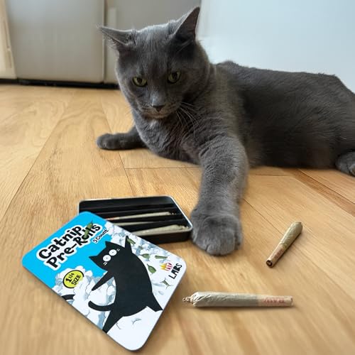 LIT LABS Catnip Joint - 5 Organic Pre-Rolls Papers to Fix a Bad Cattitude - Funny Cat Toy for Indoor Cats with Existential Dread