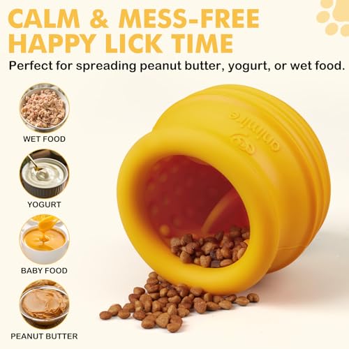 Treat Dispensing Dog Toy, Long-Lasting Interactive Puzzle Toys for Dogs, Stuffable Dog Enrichment Frozen Lick Treat Toy for Boredom, BPA Free Silicone Fetch Catch Chew Toy (Orange,L) - color: Orange, size: L