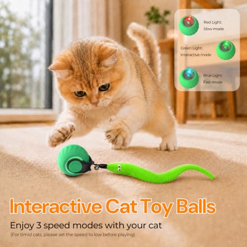 Interactive Cat Toys with Bird Sounds & 6 Speed Modes for Indoor Cats Play - color: A2 Green