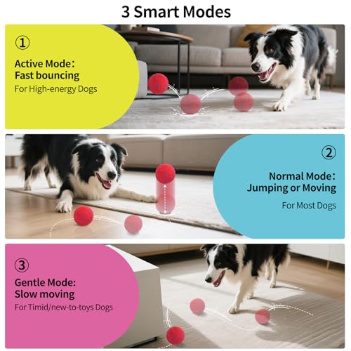 SCHITEC Interactive Dog Toy Ball, Automatic Moving & Bouncing Ball (Red) - color: Red