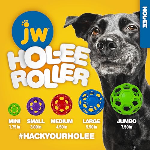 JW Pet HOL-ee Roller Dog Puzzle Ball, Medium 4.5in, Natural Rubber, Pink - color: Pink, size: Medium