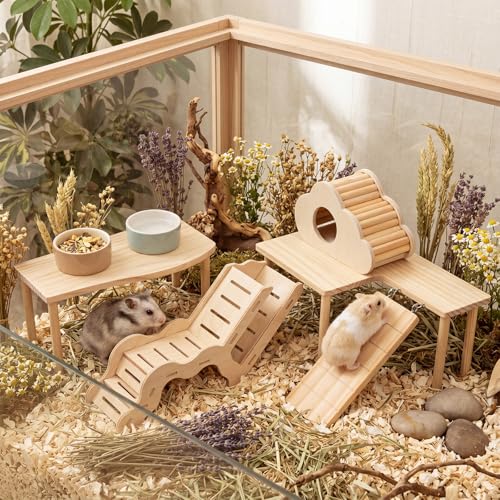 BreezeHug 4 Pcs Hamster Cage Accessories Hamster Platform Toy, L-Shaped - style: L-shaped