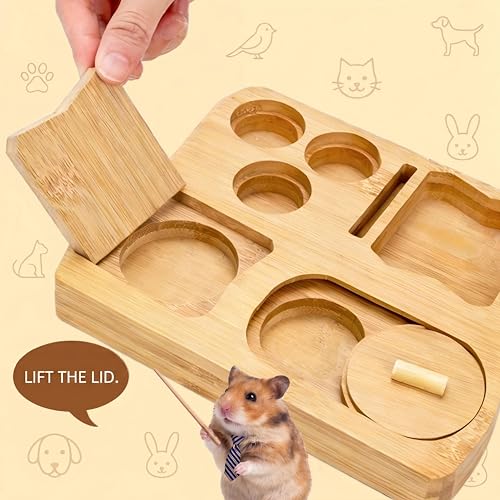 6-in-1 Guinea Pig Foraging Toys, Bamboo Hamster Enrichment Toys, Snuffle Puzzle Feeder with Hide Treats for Small Animals, Rabbits, Chinchilla, Rat