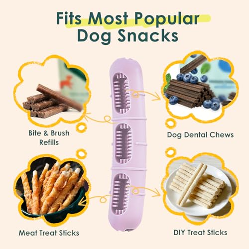 Bite & Brush Puppy Teething Chew Toy with Bristles for Small/Medium Dogs - color: Pink