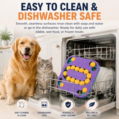 Cat Puzzle Toy, Treat Dispenser & Slow Feeder for Cat and Dog (purple) - color: purple