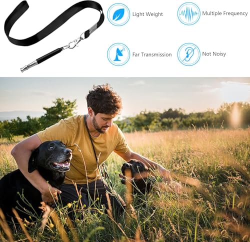 Dog Whistle,Adjustable Ultrasonic Silent Dog Whistle,Dog Whistle to Stop Barking Neighbors Dog,with Lanyard Professional Recall Dog Training Whistles,Dog Whistle to Make Dogs Come to You（B&W） (2)
