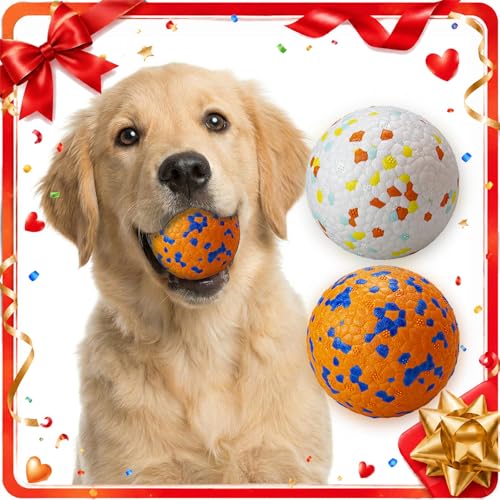E-TPU Dog Balls, Tough High-Bounce Floating Fetch Toys, 2 Sizes - color: White & Orange (2-Pack), size: Medium (3" diameter)