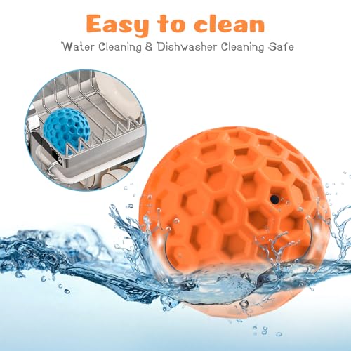 HIPPIH Indestructible Squeaky Dog Toys, Interactive Dog Balls 2 Pack - color: Blue+Orange, size: 3.15inch+3.15inch