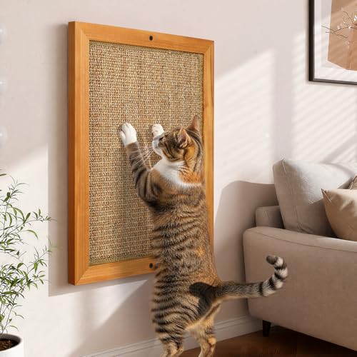 Wall Mounted Cat Scratching Post, Wooden Sisal Scratcher for Indoor Cats - size: Extra Large