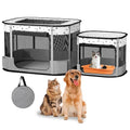 Portable Cat Playpen, Foldable Pet Dog Playpen, Kitten Puppy Play Pen - color: Grey