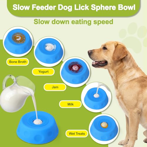 Slow Feeder Dog Lick Sphere Bowl, Non-Slip Lick Toy for Liquid Treat
