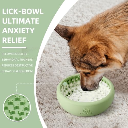 Dog Lick Bowl, Bestalk Anxiety Relief Lick Mat for Dogs, Non-Slip Freeze Licking Bowl Enrichment Puzzle Feeder for Distraction, BPA Free Silicone, Dishwasher Safe (Green,L) - color: Green, size: Large