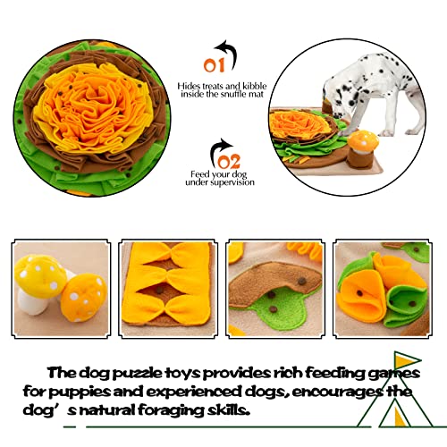 Pet Snuffle Mat for Dogs Hedgehog Puzzle Toy Large Sniffing Mat with Squeaky Mushrooms Portable Indoor/Outdoor Digging Mat for Foraging Skills & Stress Relief