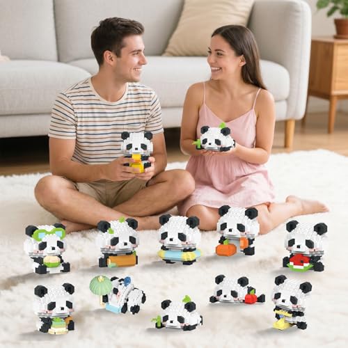 Animals Building Block Sets,Micro Mini Animals Party Favors for Kids, Birthday Gift for Boy Girl,12 Pack Pandas - style: 12 Pack Pandas