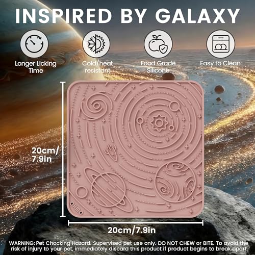 OHMO Large Lick Mat for Dogs&Cats, Space Pattern, 2pcs, Brick Red&Coral - color: Mars&Coral, size: 7.9"L x 7.9"W