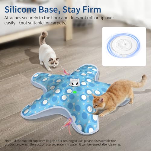 Interactive Cat Toys for Indoor Cats with Moving Concealed Feathers - color: Blue White